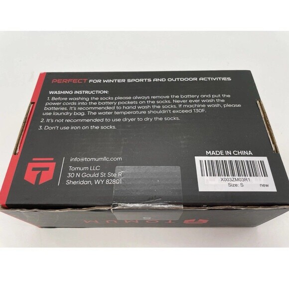 TOMUM Rechargeable Heated Socks Size Small Men Women Washable Battery Operated - Picture 10 of 10